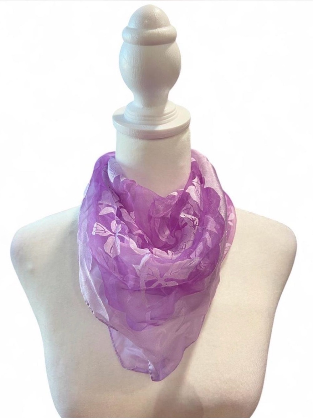 Lightweight Lavender Floral Silky Scarf for Women